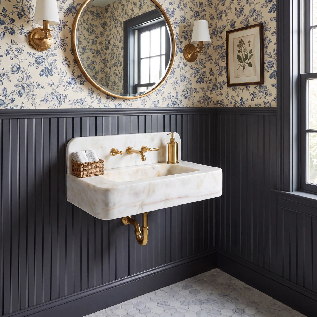 Calisto - Custom Wall-Mounted Afyon Sugar Marble Bathroom Sink
