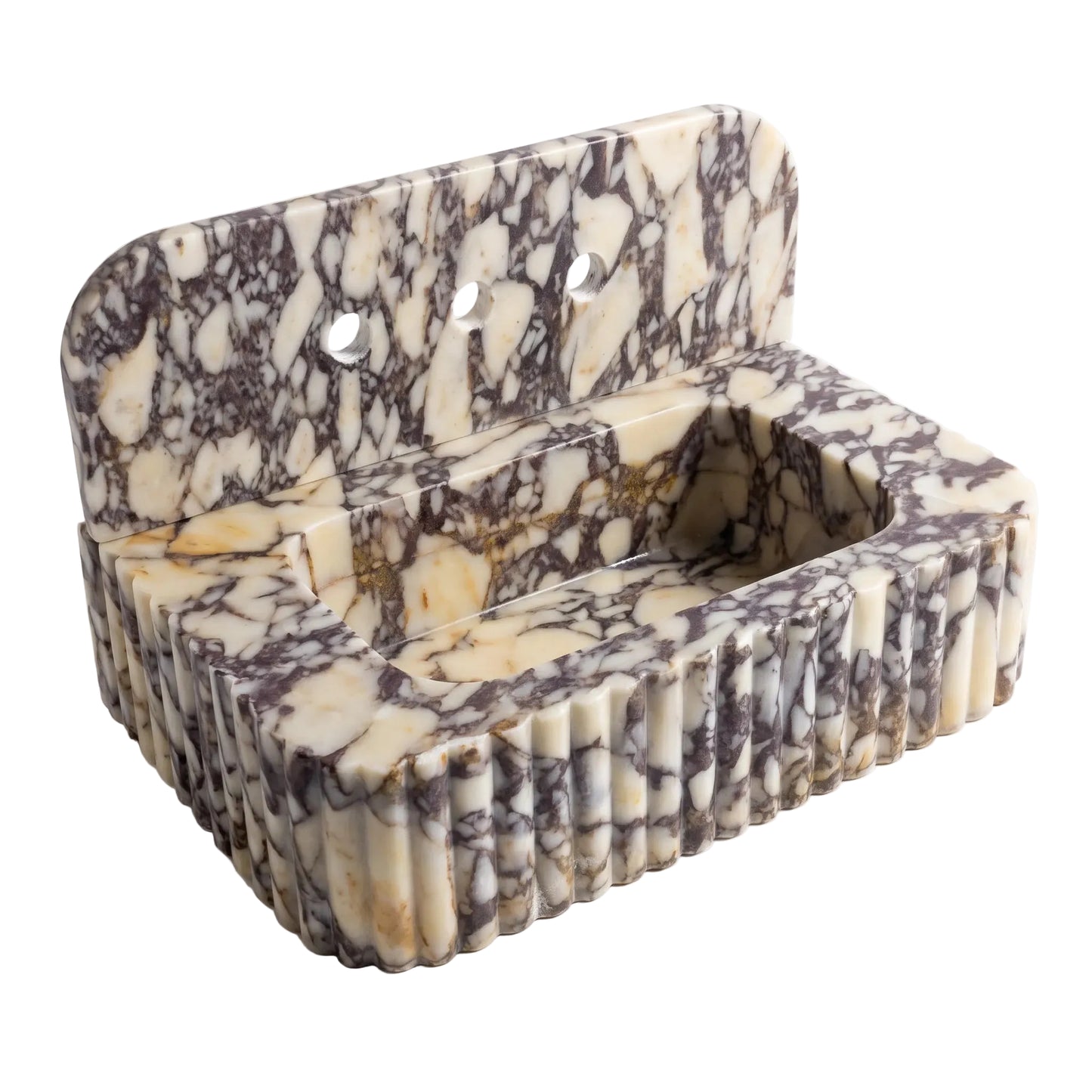 Arvona - Custom Wall-Mounted Calacatta Viola Fluted Marble Bathroom Sink