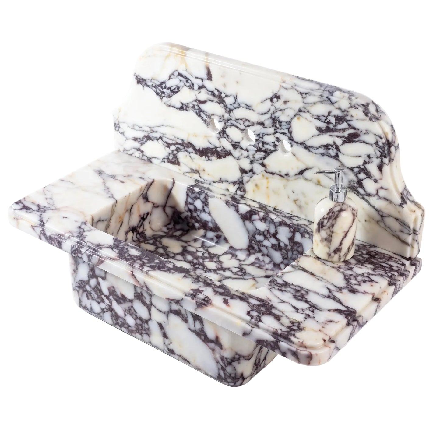 Aurivo - Custom Wall-Mounted Calacatta Viola Marble Bathroom Sink with Backsplash