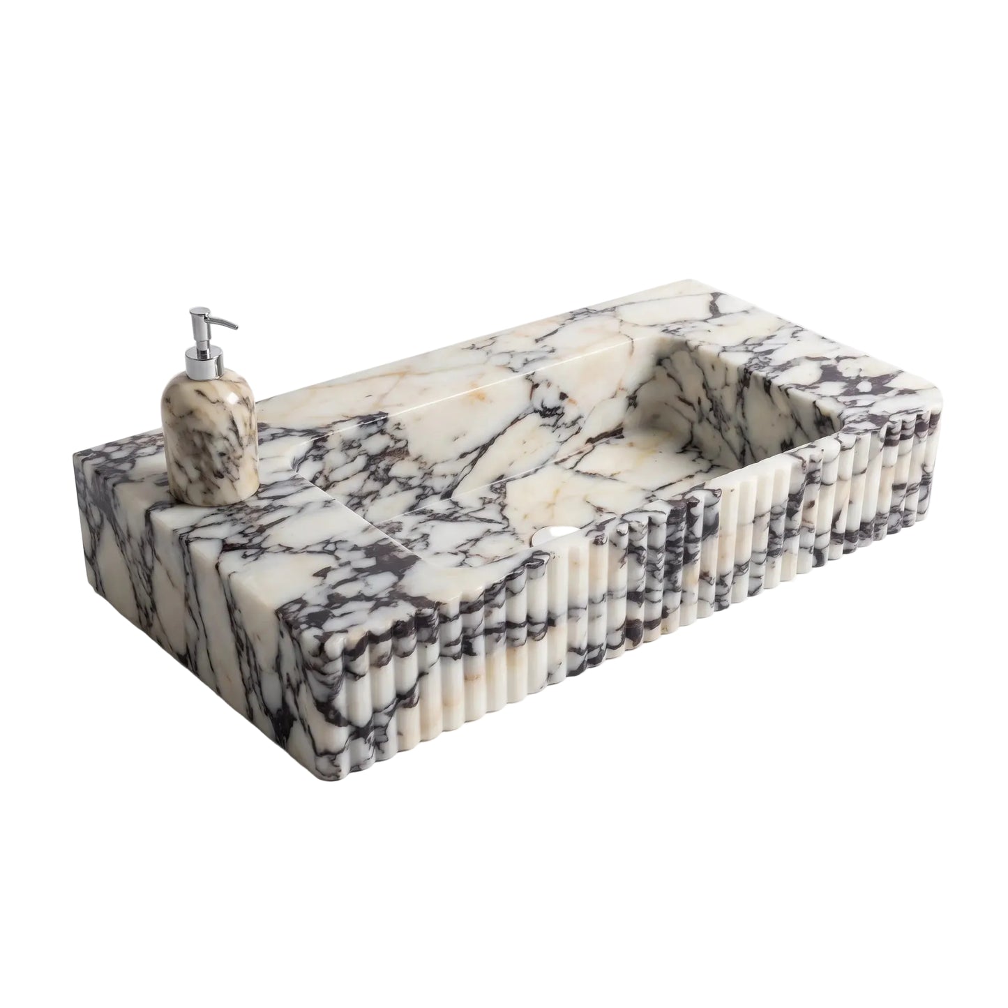 Cresta - Custom Wall-Mounted Fluted Calacatta Viola Marble Bathroom Sink