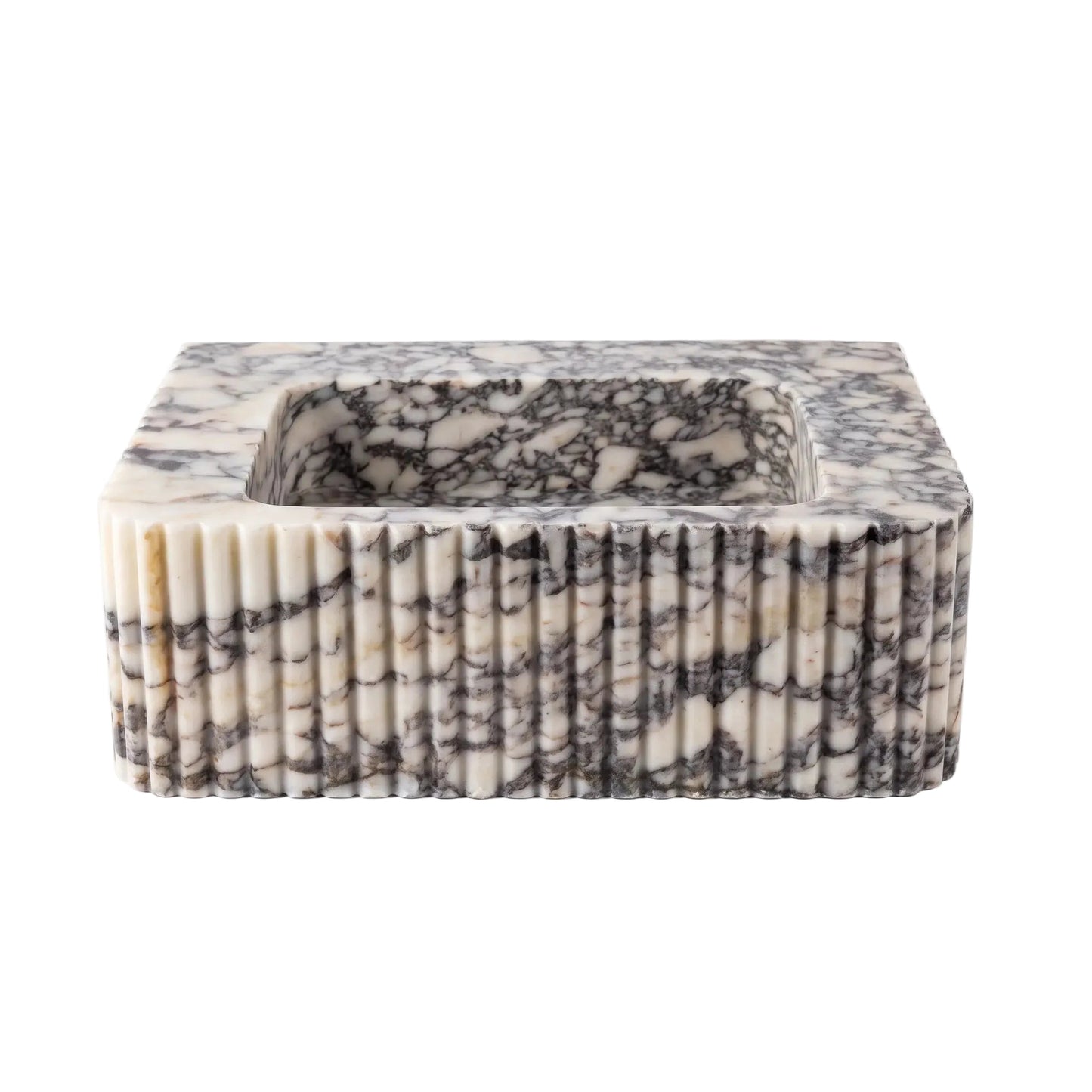 Liora - Custom Wall-Mounted Fluted Calacatta Viola Marble Bathroom Sink