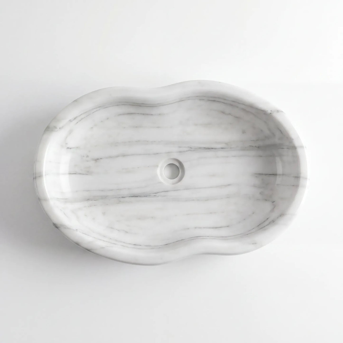 RMD-059 Round Carrara White Vessel Sink Basin
