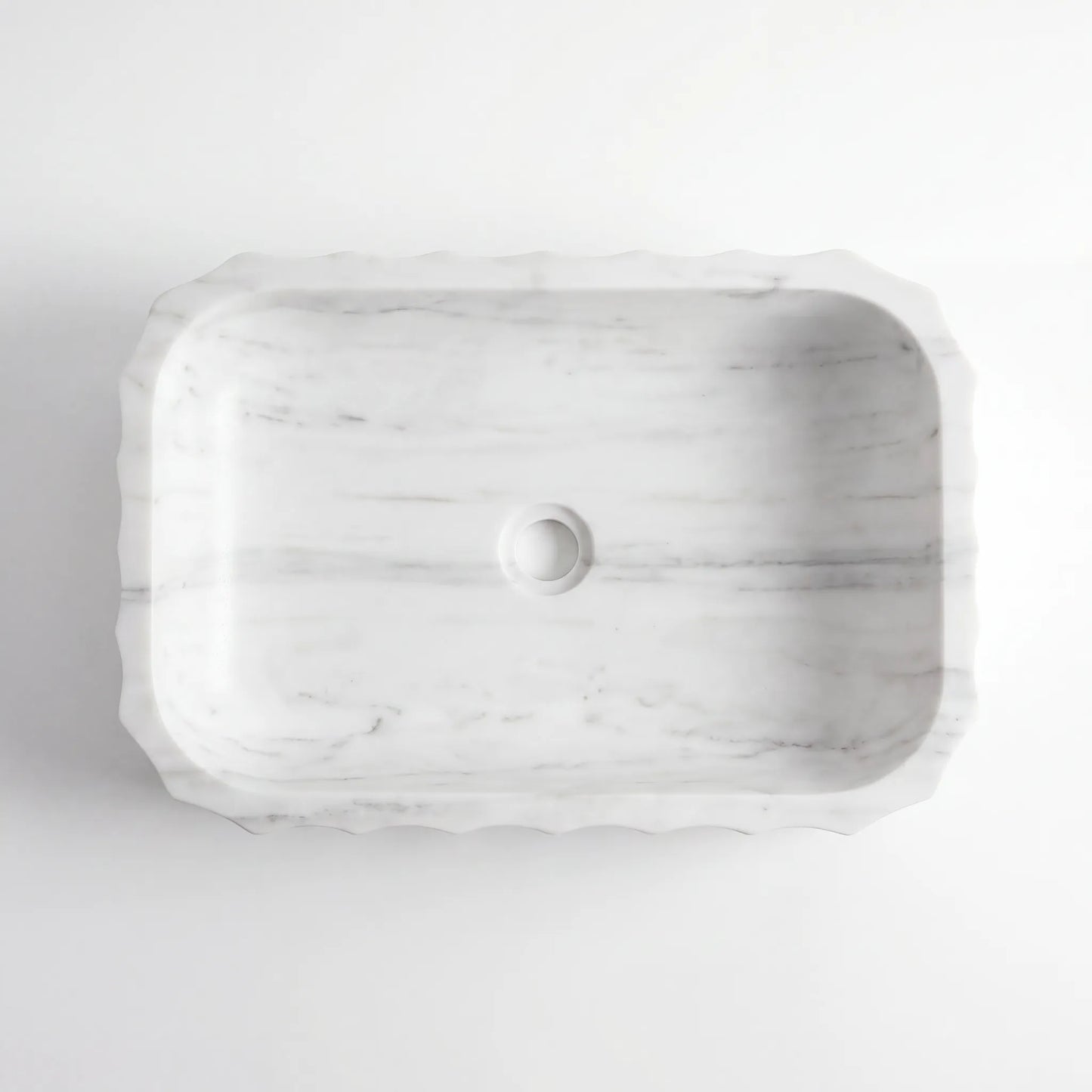 RMD-061 Rectangle Carrara White Vessel Sink Basin