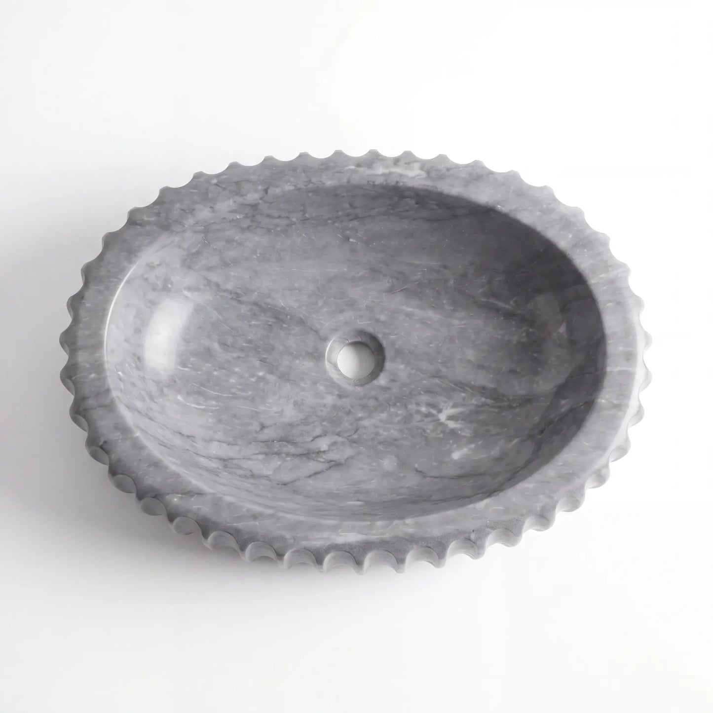 RMD-072 Round Grey Marble Vessel Sink Basin