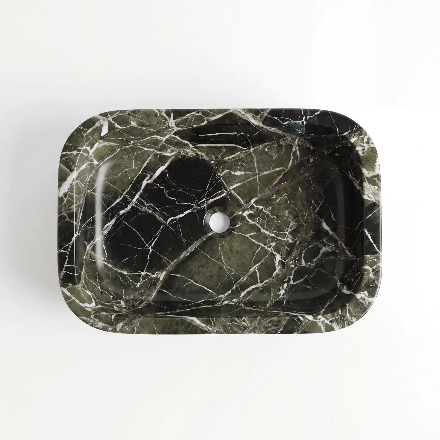 RMD-080 Round Green Marble Vessel Sink Basin