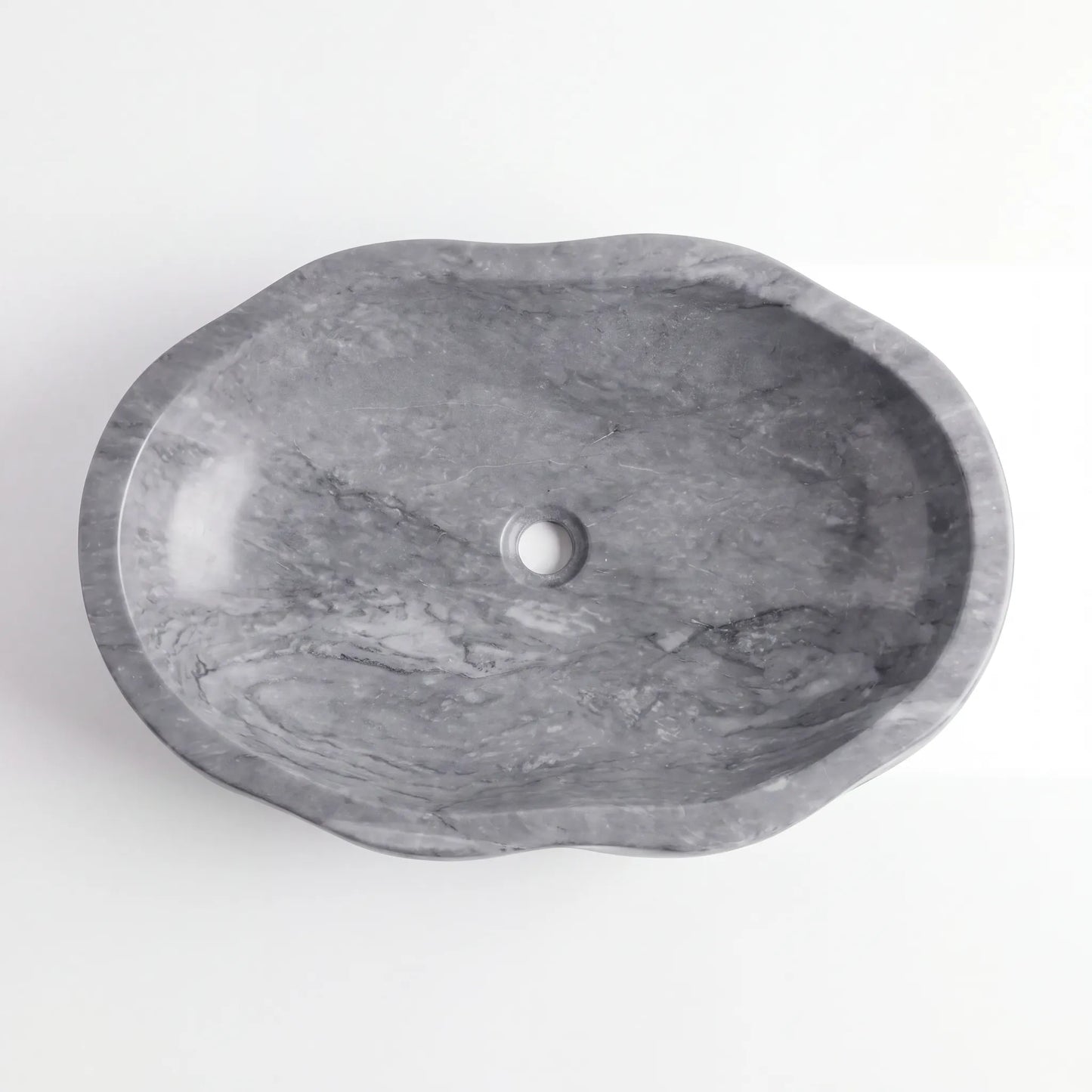 RMD-081 Round Grey Marble Vessel Sink Basin