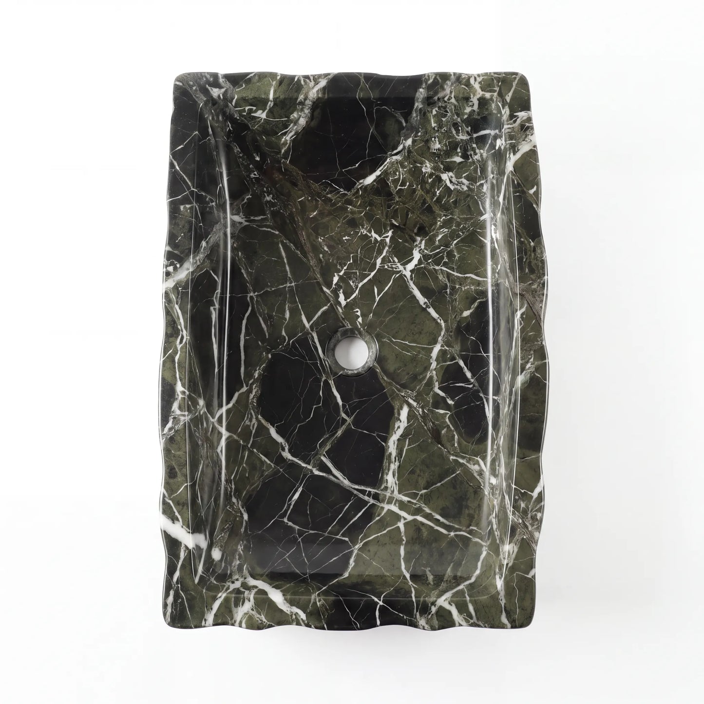 RMD-097 Round Green Marble Vessel Sink Basin