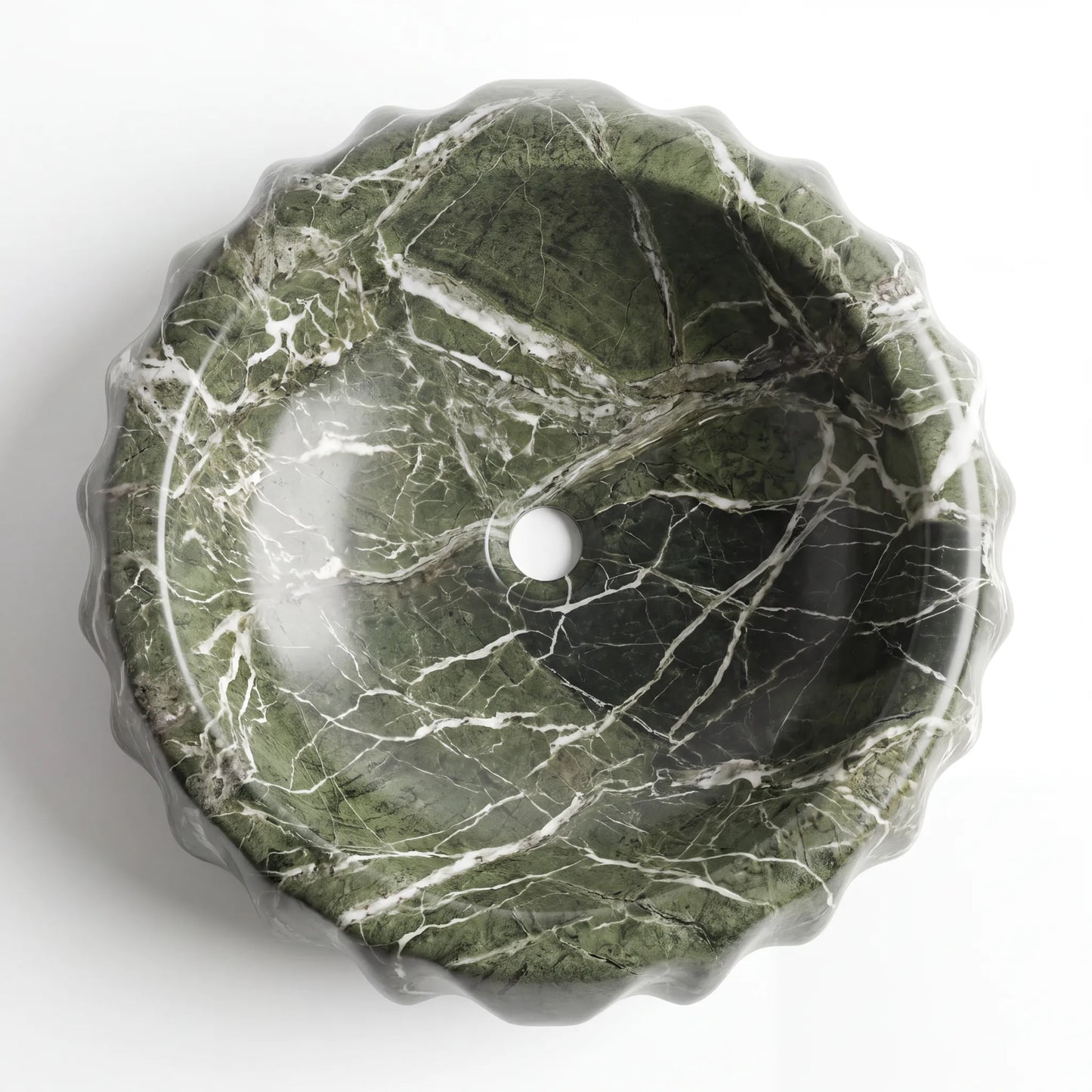 RMD-175 Round Green Marble Vessel Sink Basin