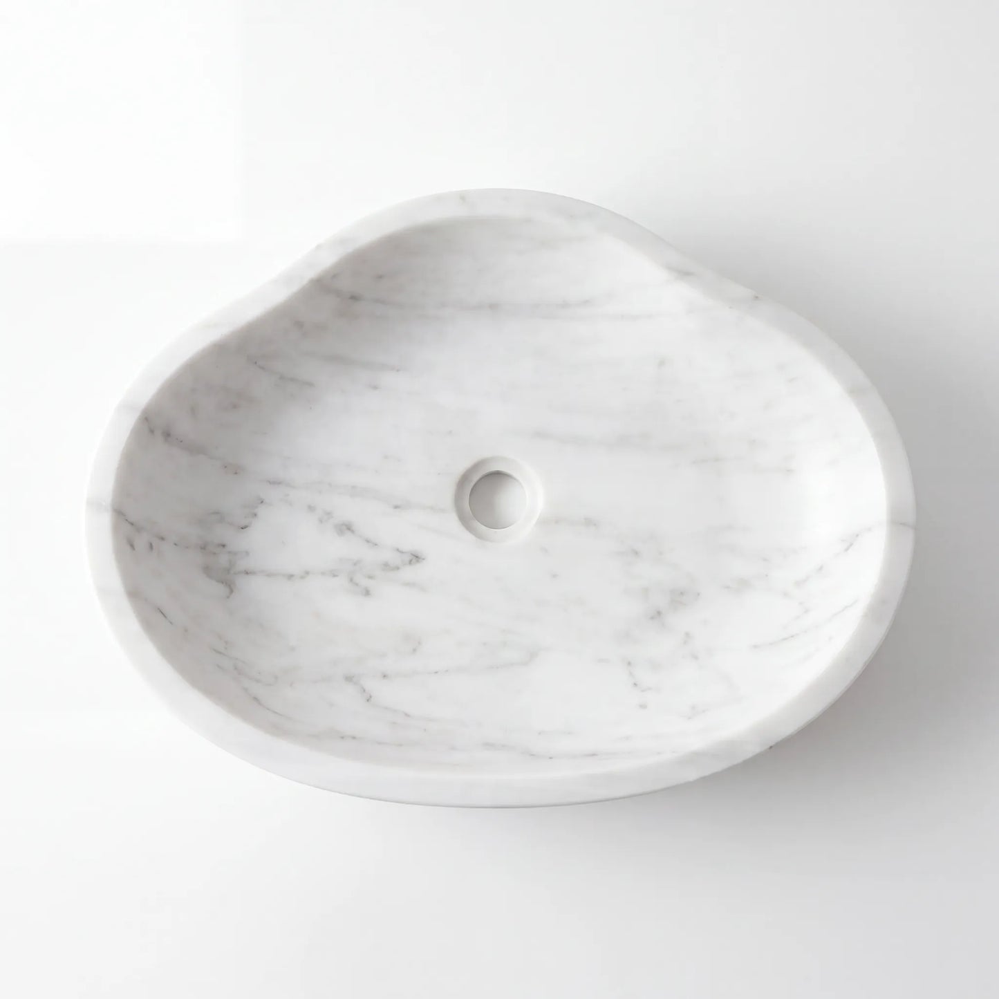 RMD-182 Round Carrara White Vessel Sink Basin