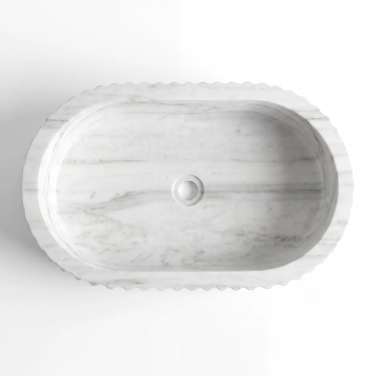 RMD-195 Round Carrara white Vessel Sink Basin