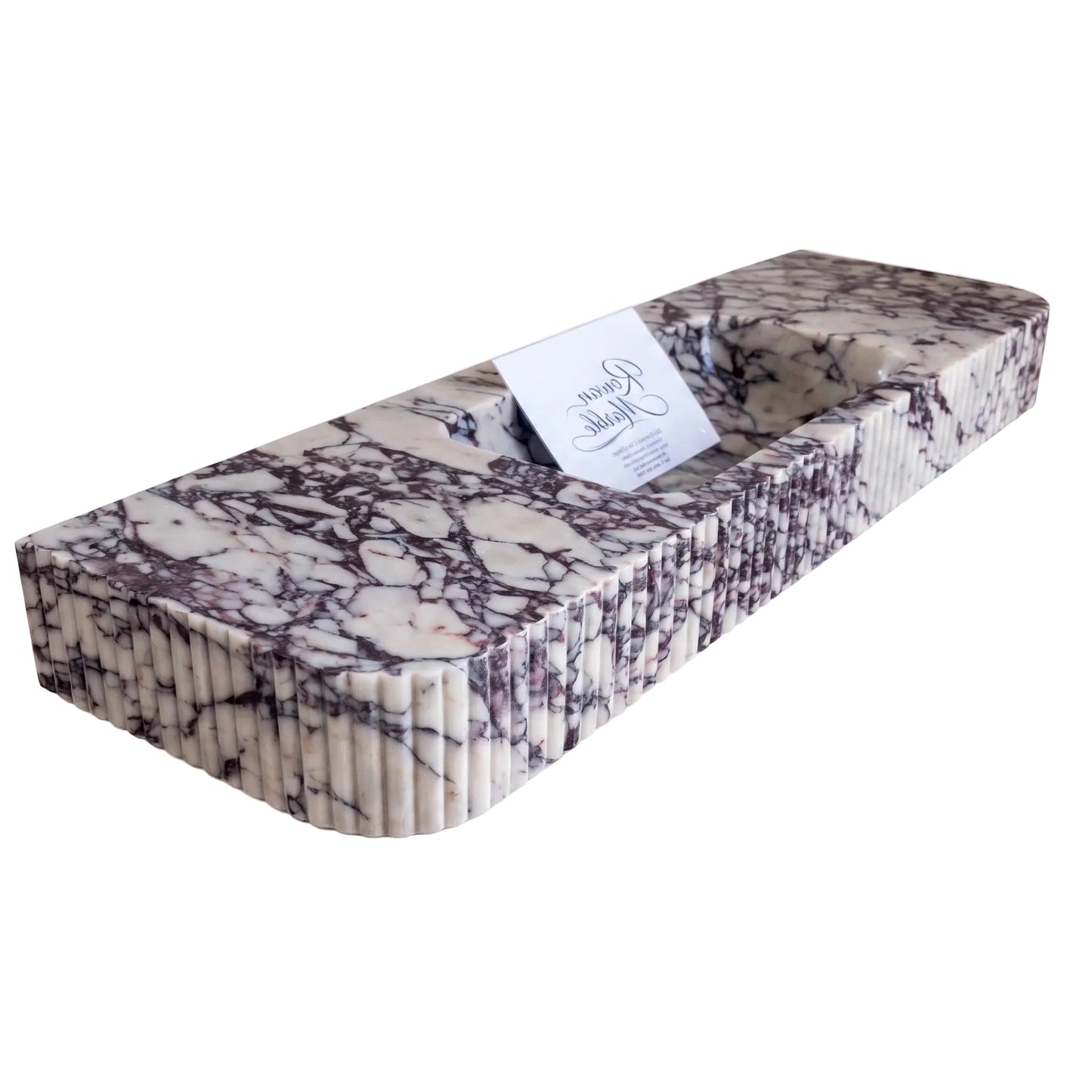 Sorrento - Custom Wall-Mounted Fluted Calacatta Viola Marble Bathroom Sink