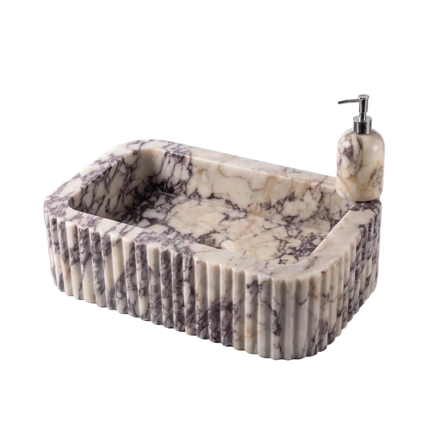 Verona - Custom Wall-Mounted Fluted Calacatta Viola Marble Bathroom Sink