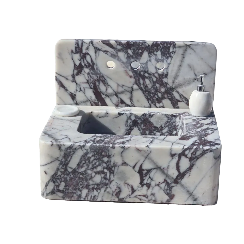 Marvella - Custom Wall-Mounted Calacatta Minimalist Marble Bathroom Sink