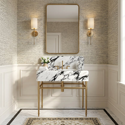 Lusso – Custom Calacatta Marble Sink Vanity with Solid Brass Console Legs