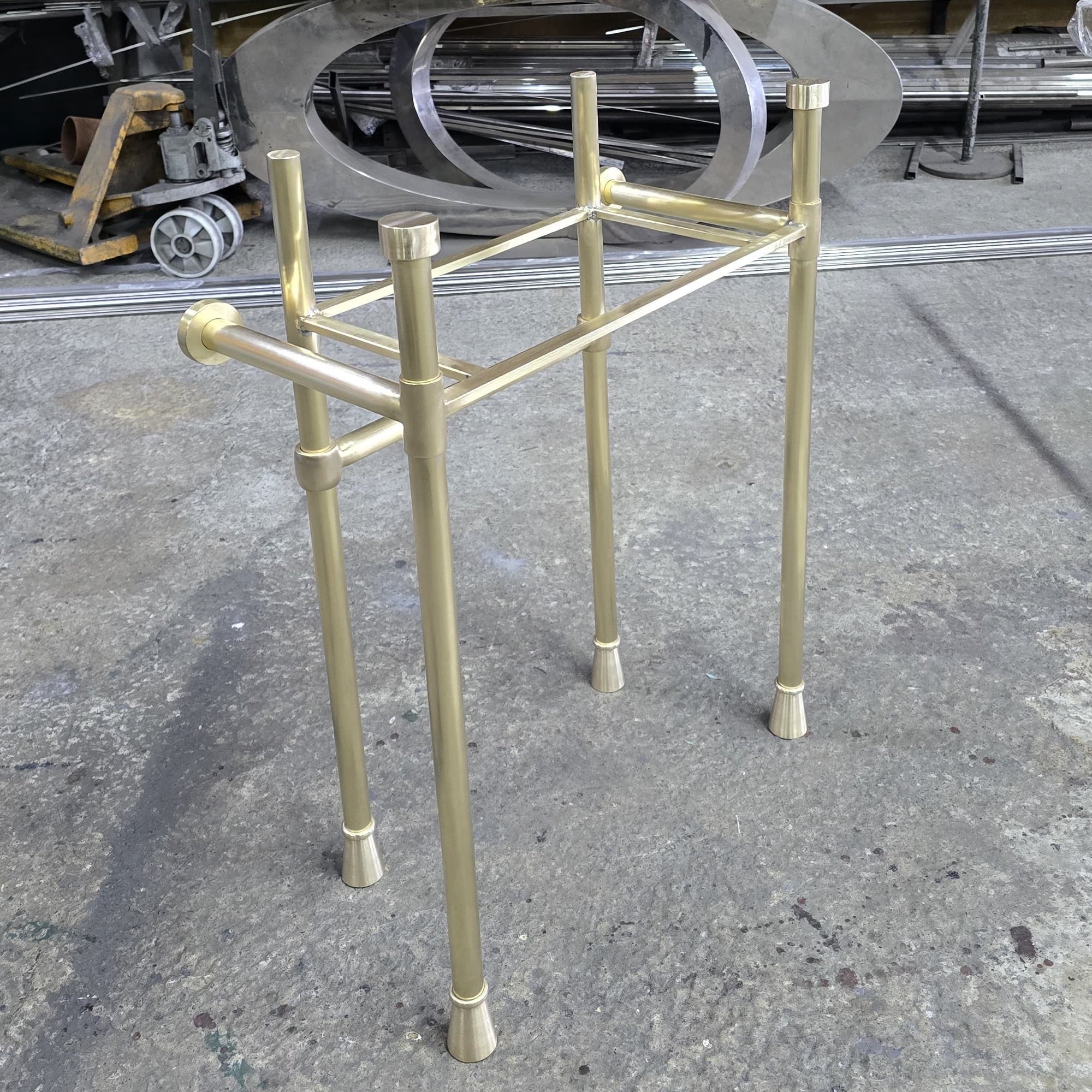 60" Calacatta Viola Fluted Marble Sink with Brass Console Legs