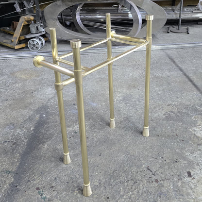 60" Calacatta Viola Fluted Marble Sink With Brass Console Legs