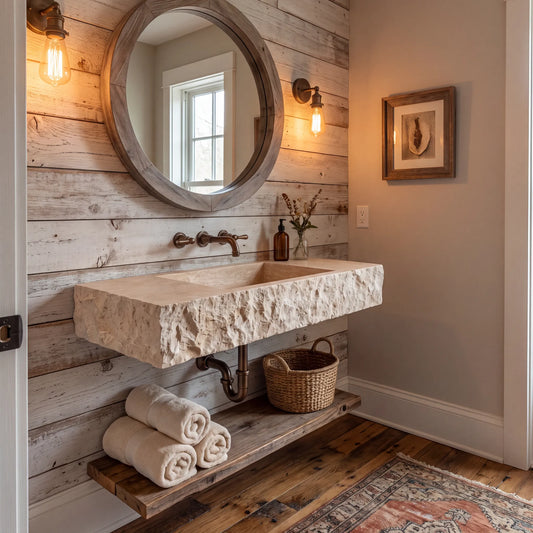 Lurevia Custom Wall-Mounted Travertine Marble Bathroom Sink