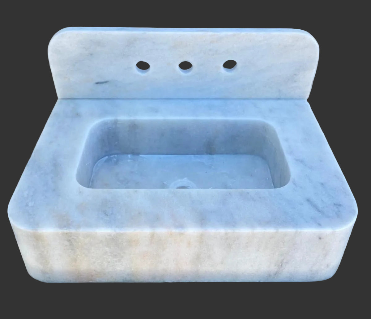 24’’ Carrara Smooth Marble Sink – Wall Mounted Floating Vanity