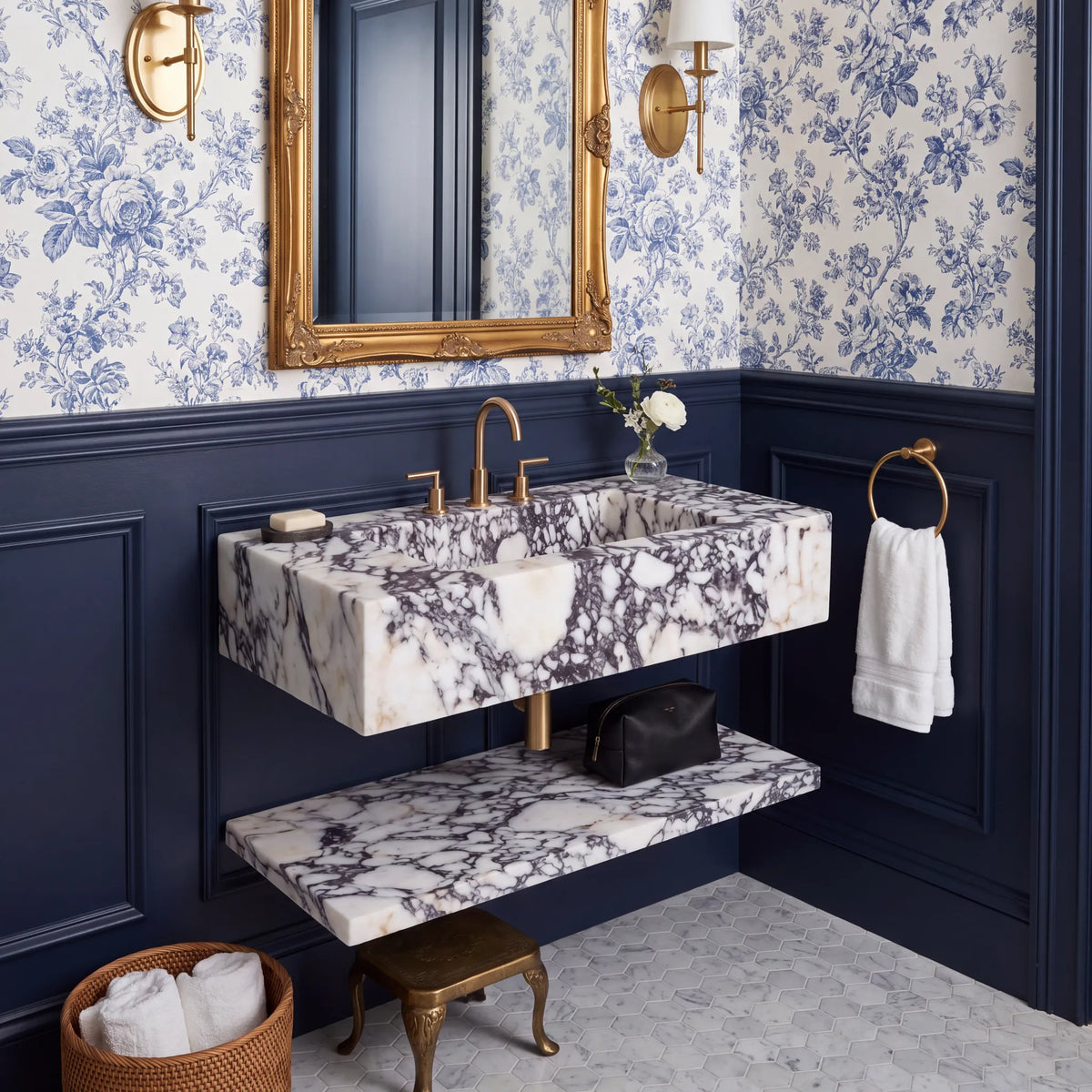Milano - Custom Wall-Mounted Calacatta Viola Marble Bathroom Sink