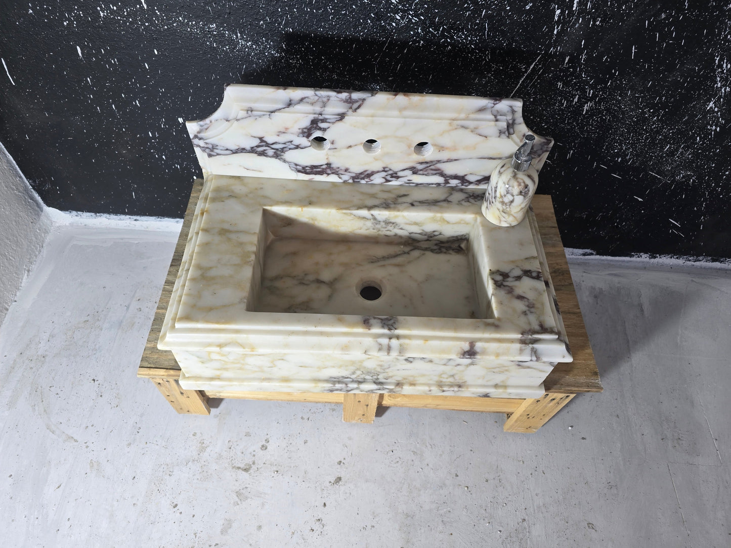 30’’ Calacatta Viola Marble Sink – Wall Mounted Floating Vanity – Luxury Bathroom Sink Handmade