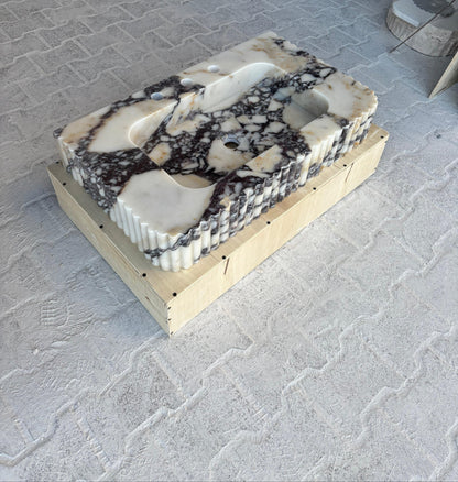 30’’ Calacatta Viola Marble Sink | Wall Mounted | Fluted