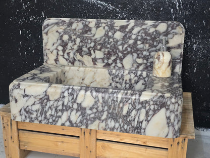 30’’ Calacatta Viola with 8’’ backsplash Marble Sink – Wall Mounted Floating Vanity – Luxury Bathroom Sink Handmade