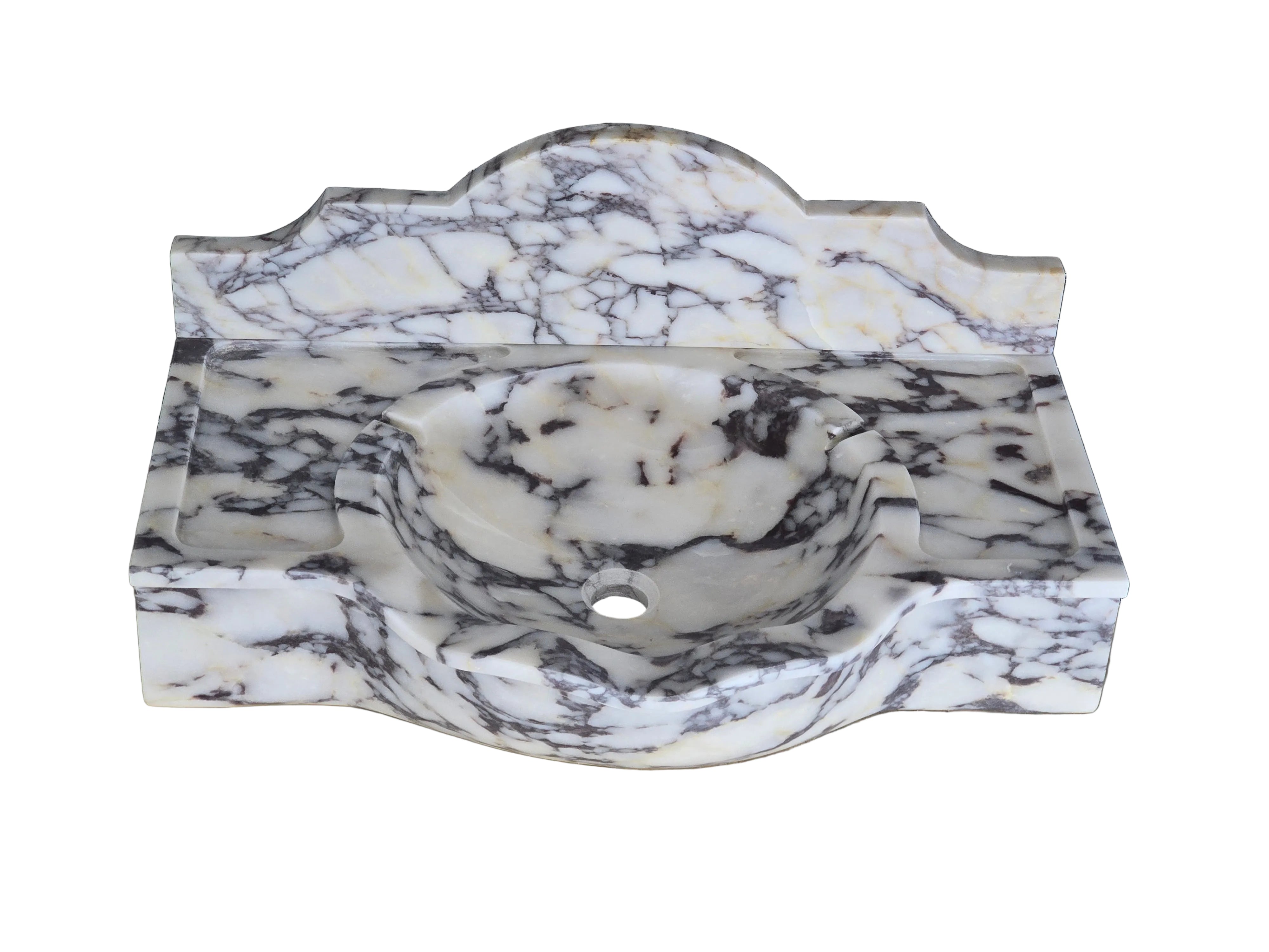 30’’ Calacatta Viola with backsplash Marble Sink – Wall Mounted Floating Vanity – Luxury Bathroom Sink Handmade