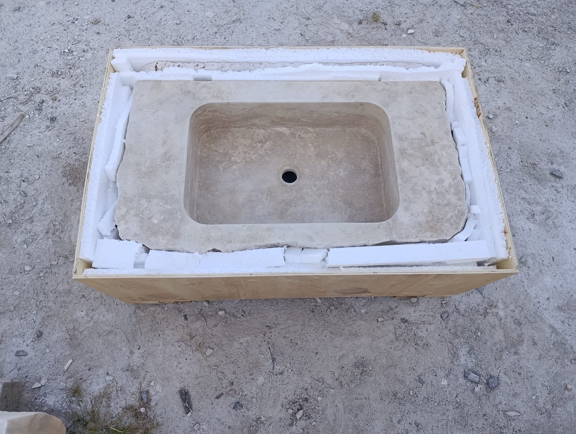30’’ Travertine Marble Sink – Wall Mounted Floating Vanity – Luxury Bathroom Sink Handmade