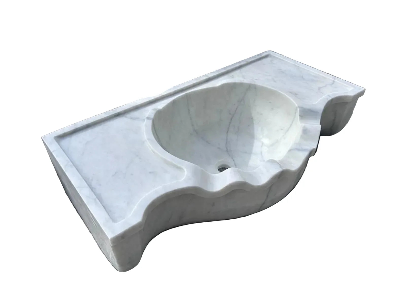 36’’ Cararra White Marble sink – Wall Mounted Floating Vanity – Luxury Bathroom Sink Handmade