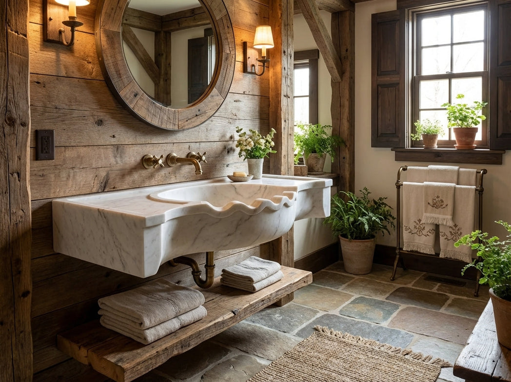 36’’ Cararra White Marble sink – Wall Mounted Floating Vanity – Luxury Bathroom Sink Handmade