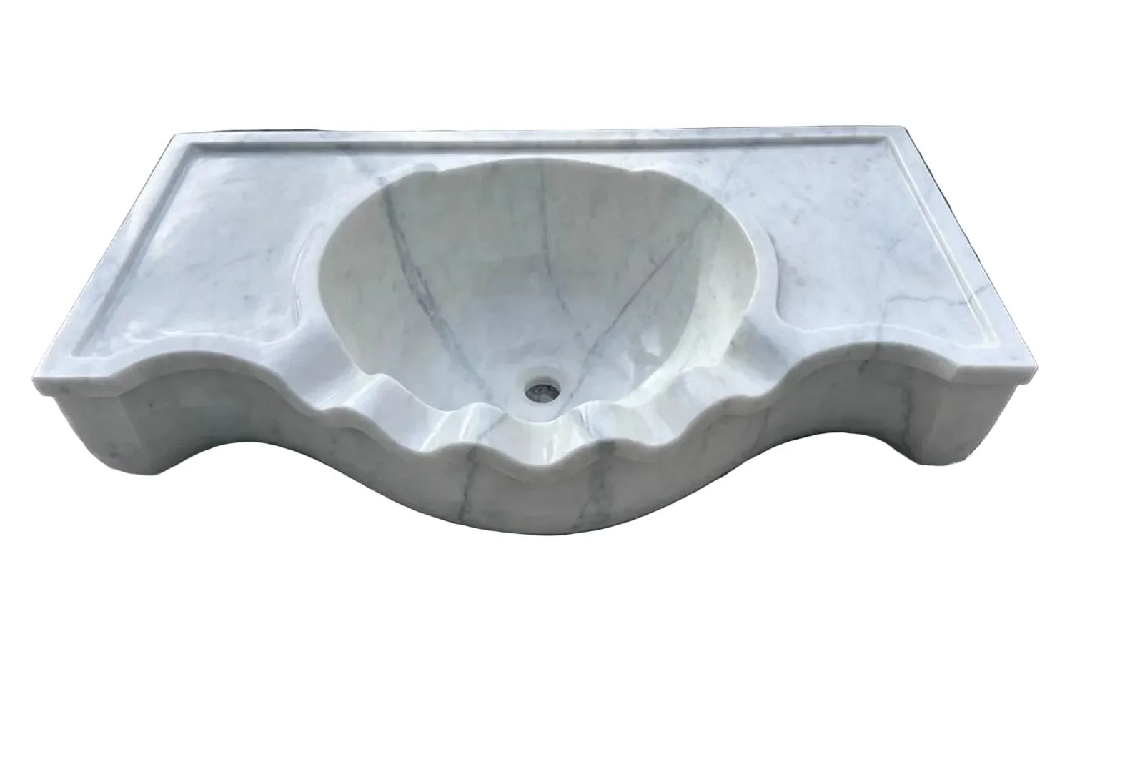 36’’ Cararra White Marble sink – Wall Mounted Floating Vanity – Luxury Bathroom Sink Handmade