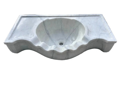 36’’ Cararra White Marble sink – Wall Mounted Floating Vanity – Luxury Bathroom Sink Handmade