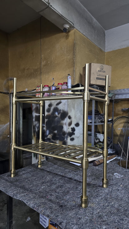 304 stainless steel Marble Sink With Brass Console Legs