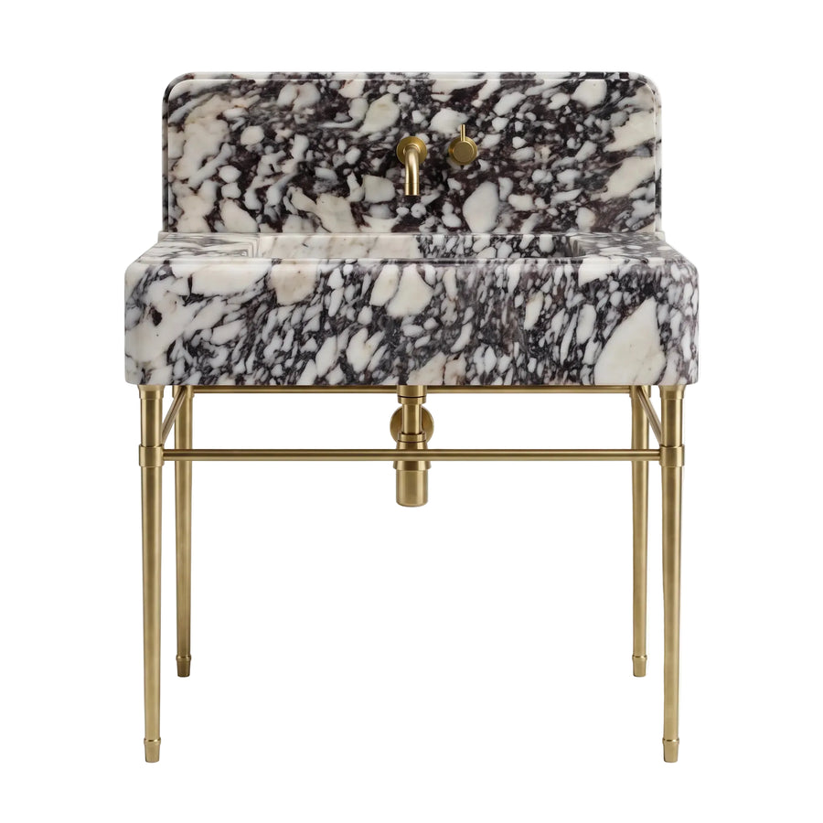 Assisi – Custom Calacatta Viola Marble Sink Vanity with Solid Brass Console Legs