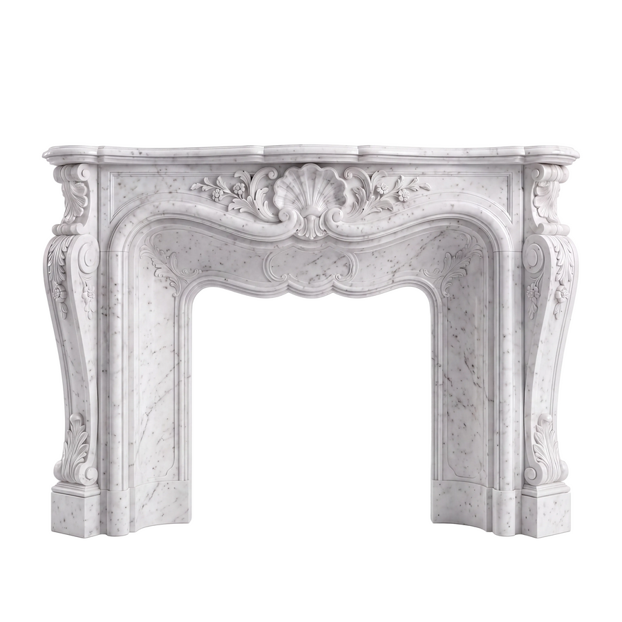 Avignon – Custom Carrara White Marble Fireplace Mantel & Surround