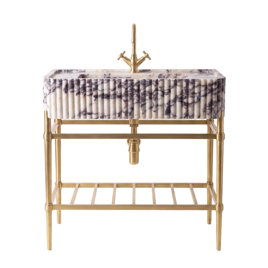 Bellora – Custom Calacatta Viola Marble Sink Vanity with Solid Brass Console Legs