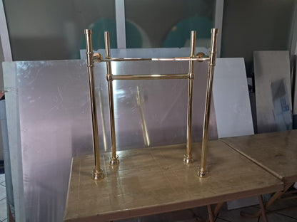 304 stainless steel Marble Sink With Brass Console Legs