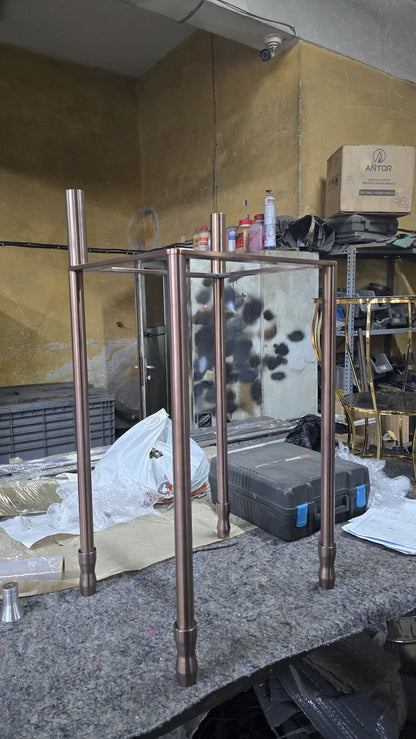 304 stainless steel Marble Sink With Brass Console Legs