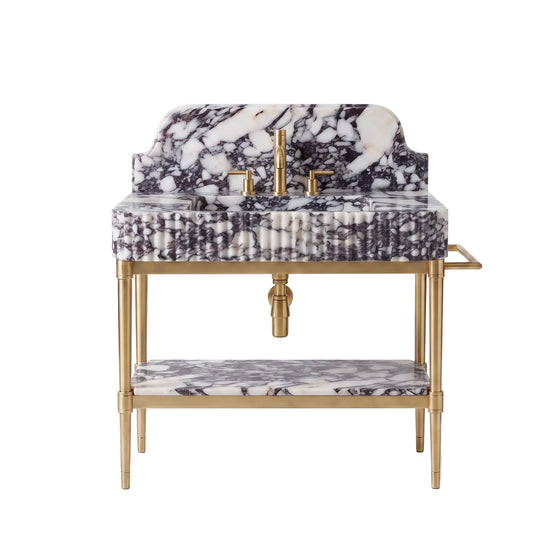 Elara – Custom Calacatta Viola Marble Sink Vanity with Solid Brass Console Legs