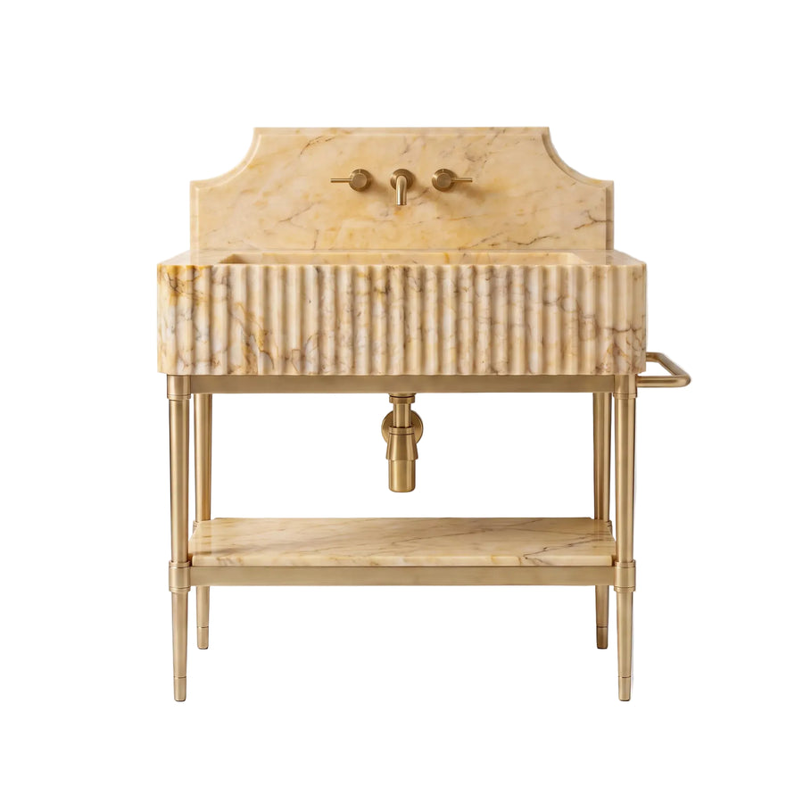 Essence – Custom Calacatta Gold Marble Sink Vanity with Solid Brass Console Legs