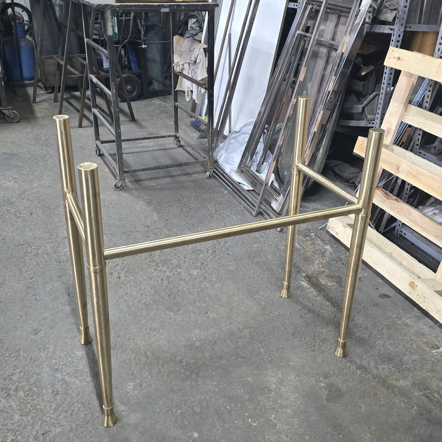 304 stainless steel Marble Sink With Brass Console Legs