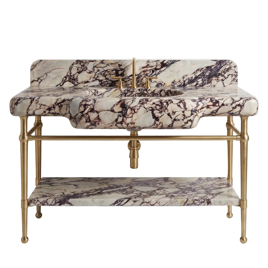 Halo – Custom Calacatta Viola Marble Sink Vanity with Solid Brass Console Legs