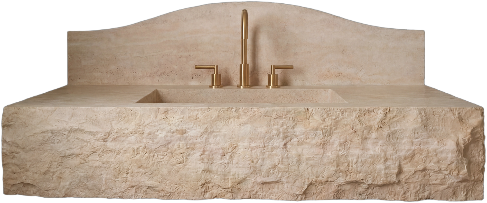 40" Travertine Marble Sink  – Wall Mounted Floating Vanity