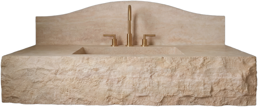 40" Travertine Marble Sink  – Wall Mounted Floating Vanity