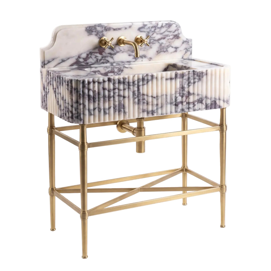 Marenza – Custom Calacatta Viola Marble Sink Vanity with Solid Brass Console Legs