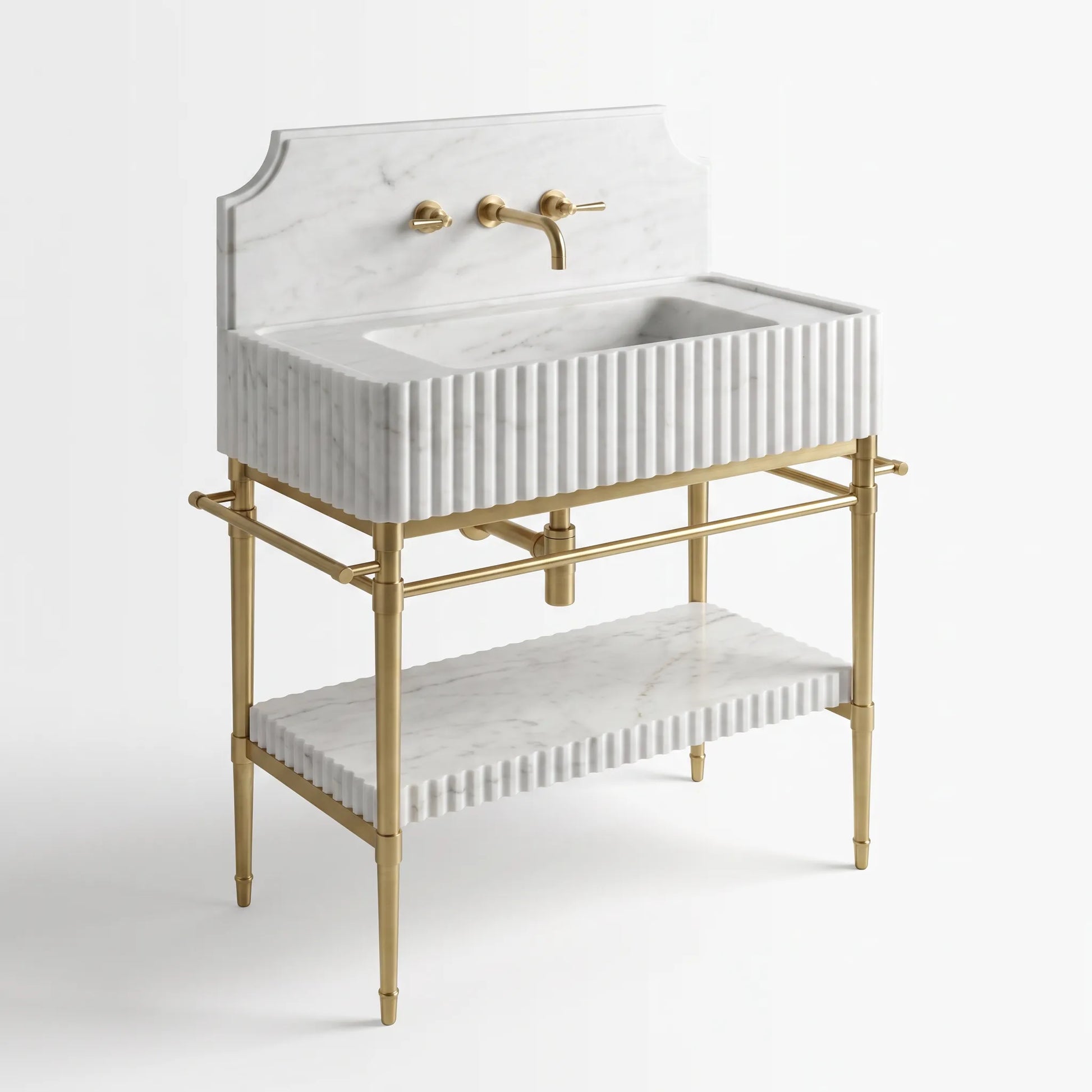 Monaco – Custom Lilac Marble Sink Vanity with Solid Brass Console Legs