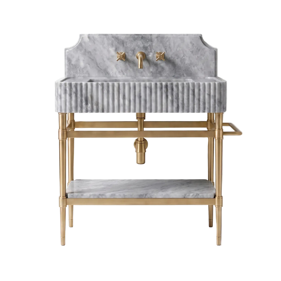 Monarch – Custom Gray Marble Sink Vanity with Solid Brass Console Legs