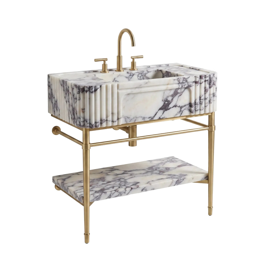 Portofino – Custom Calacatta Viola Marble Sink Vanity with Solid Brass Console Legs