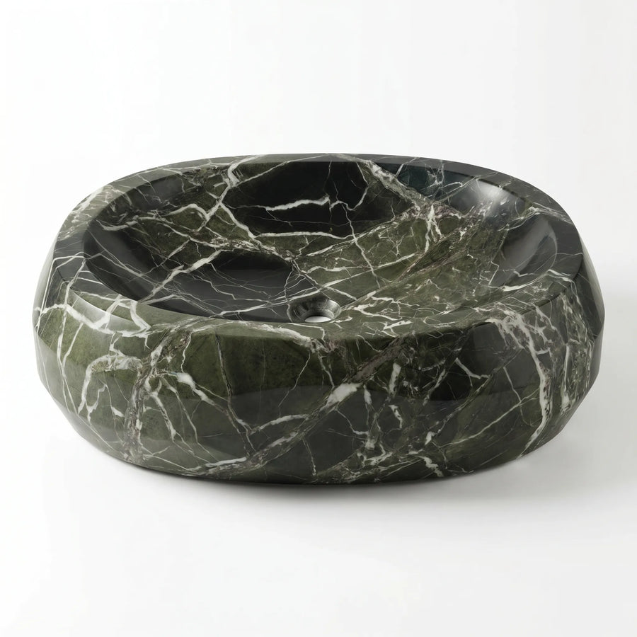 RMD-008 Round Green Marble Vessel Sink Basin