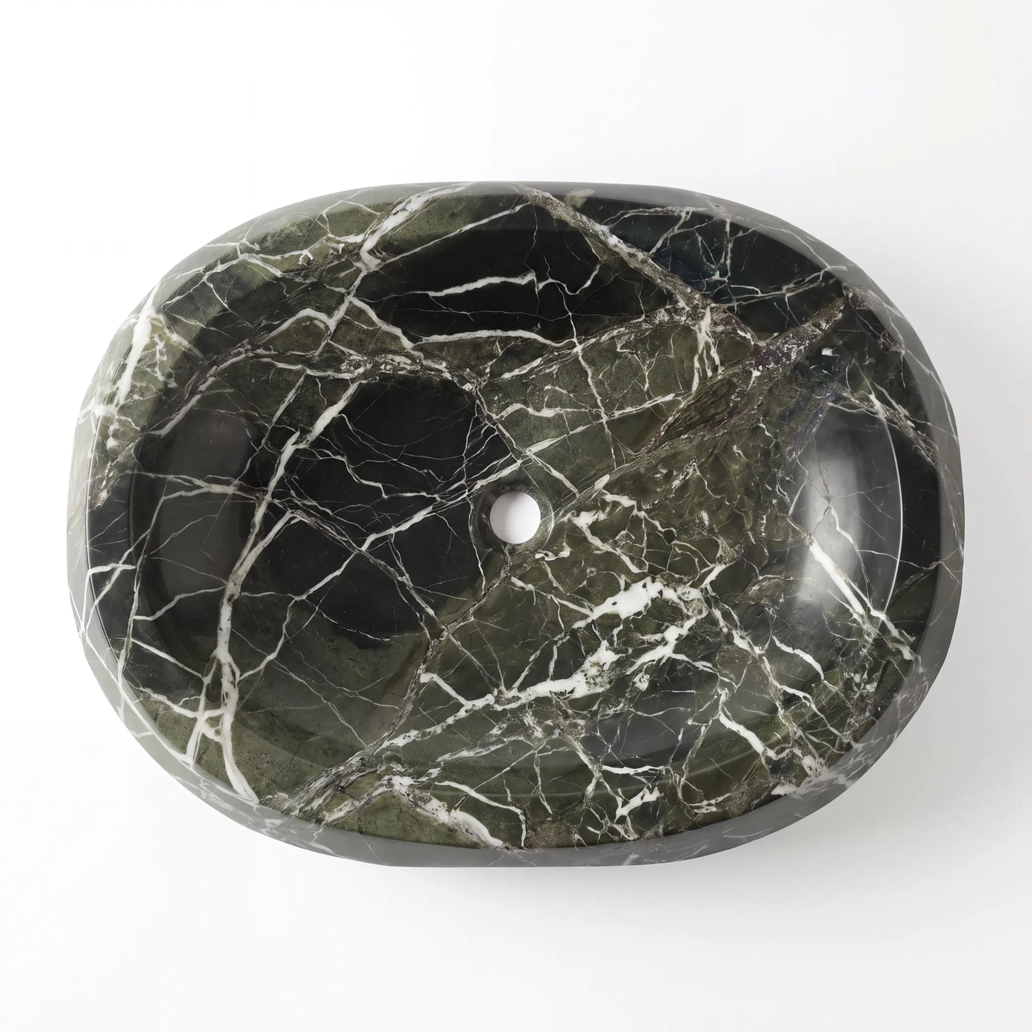 RMD-008 Round Green Marble Vessel Sink Basin